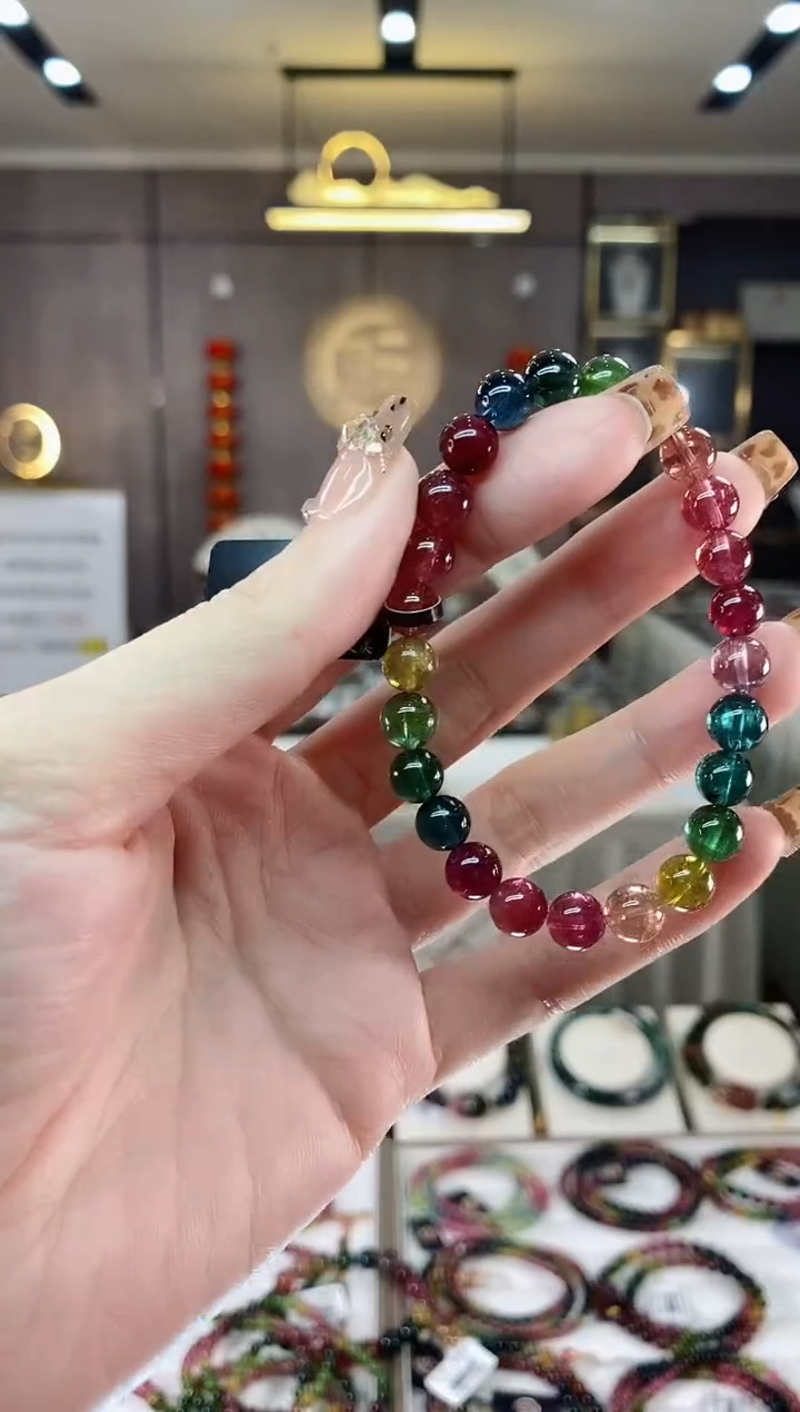 【闪购商品】碧玺收藏级单圈手串7mm+未镶嵌一物一证dan