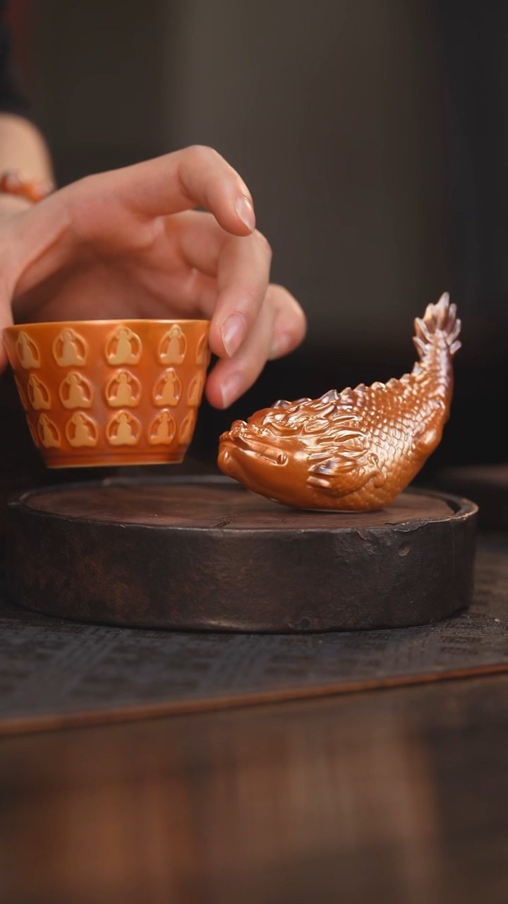 【闪购商品】杯47柴房陶瓷丨金红万佛杯＋鱼化龙