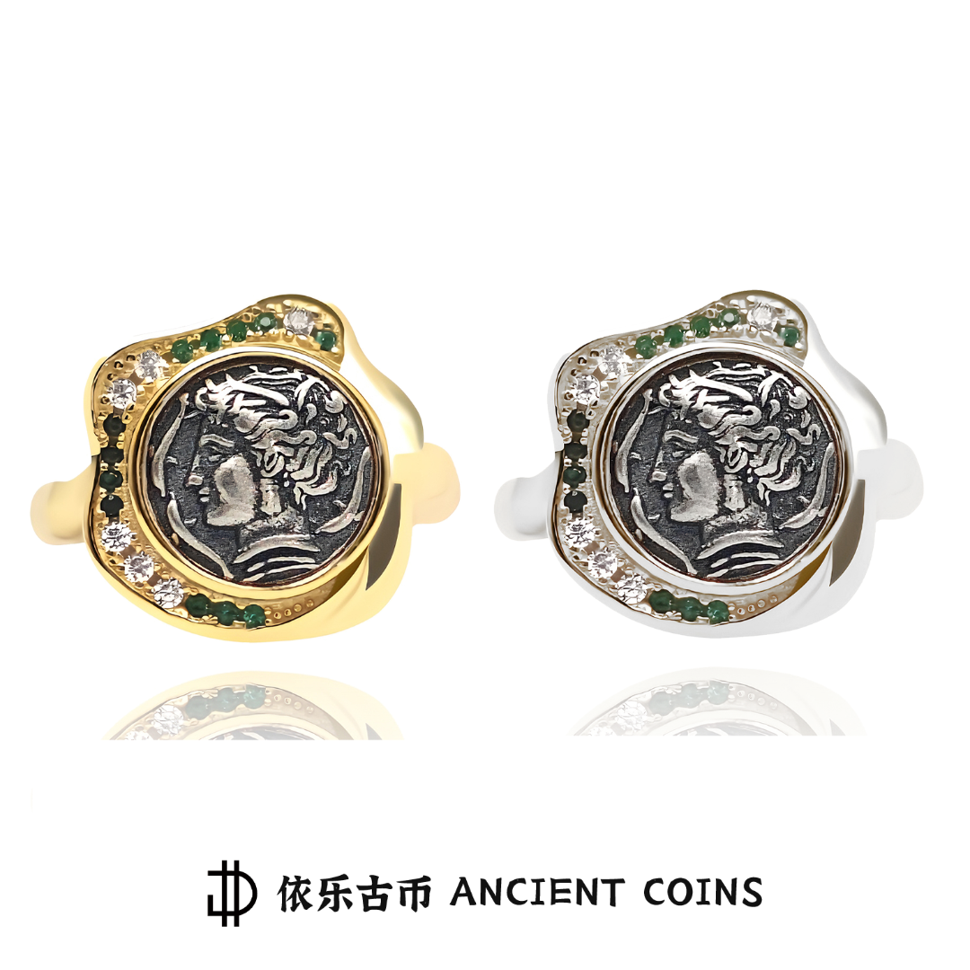 925银戒指 【水泽仙女】古币戒指情侣款高级感轻奢开口对戒首饰女款