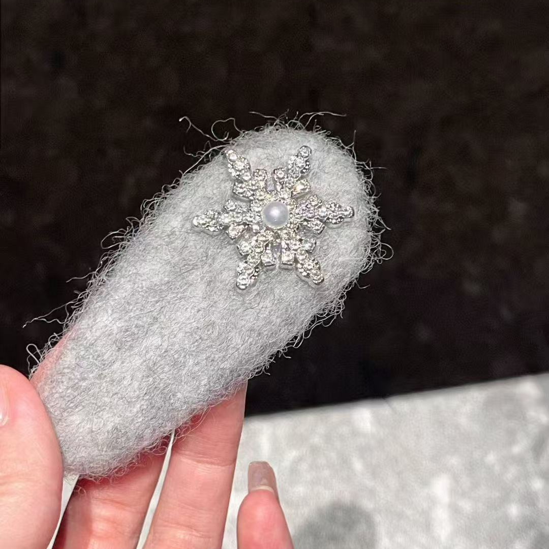 4-5mm天然淡水珍珠发夹雪花发夹BB夹时尚百搭显脸小发夹头饰