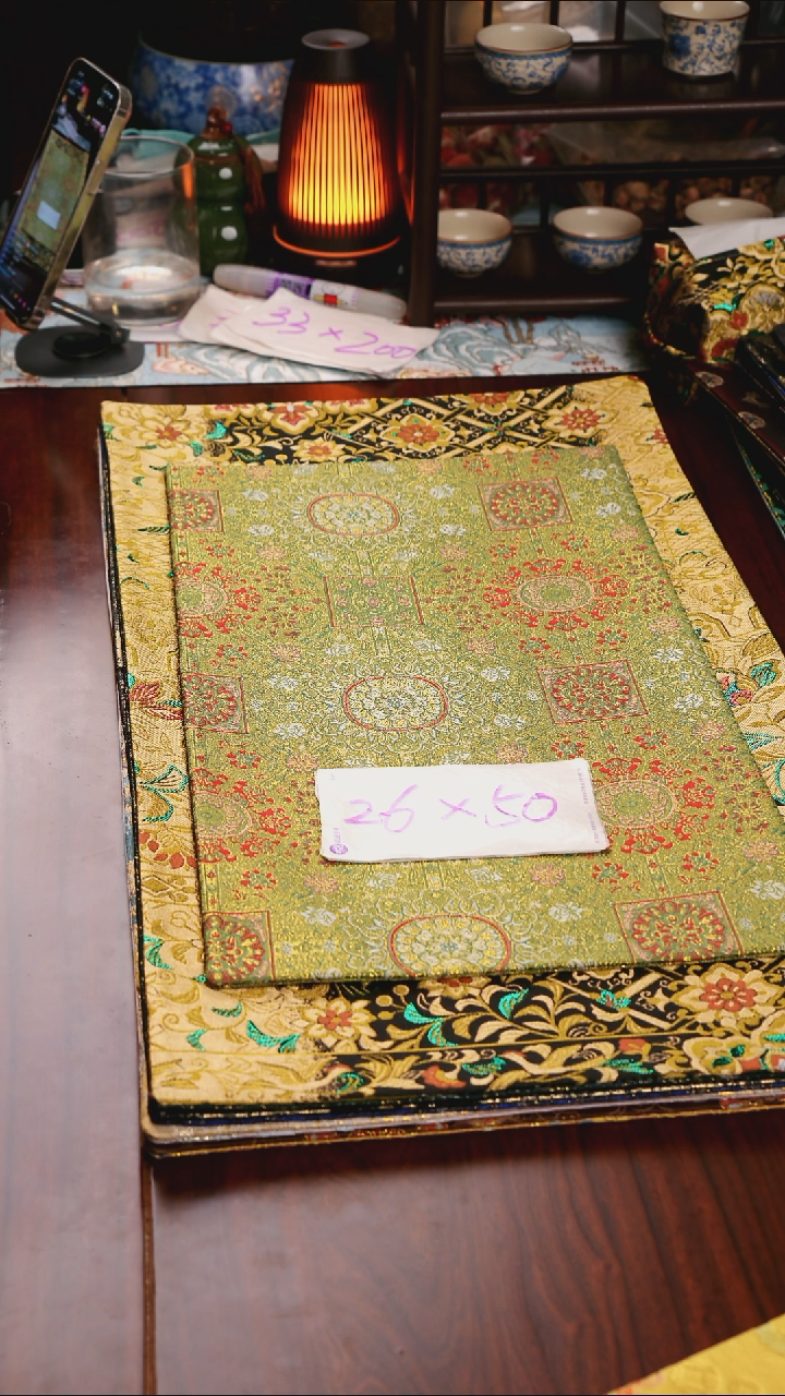 【八达运绿双面】中国风干泡织锦茶席26*50