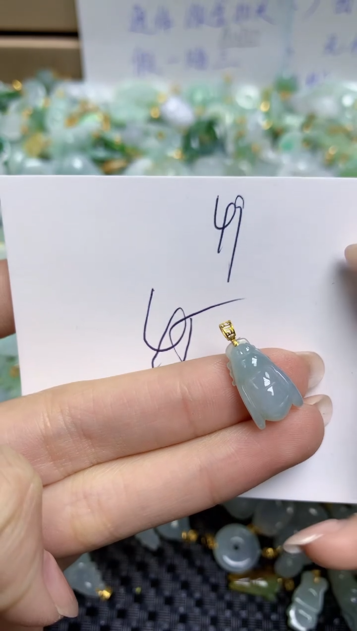 【闪购商品】翡翠颈饰18K金镶嵌天然缅甸A货翡翠