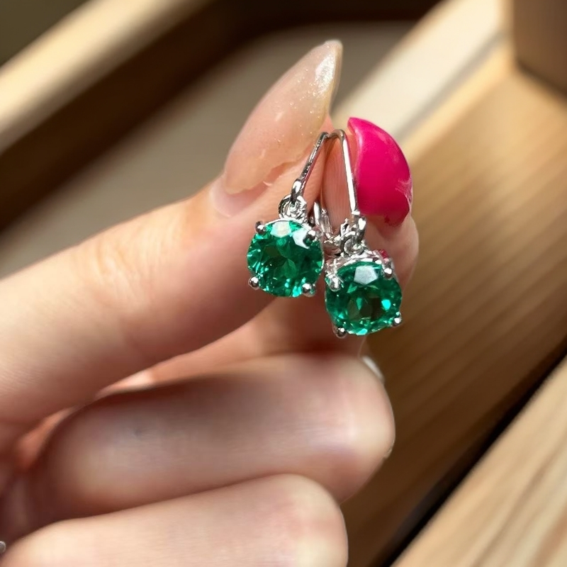 阿鲁沙-典藏培育木佐祖母绿-精工银镀厚金耳饰724银针