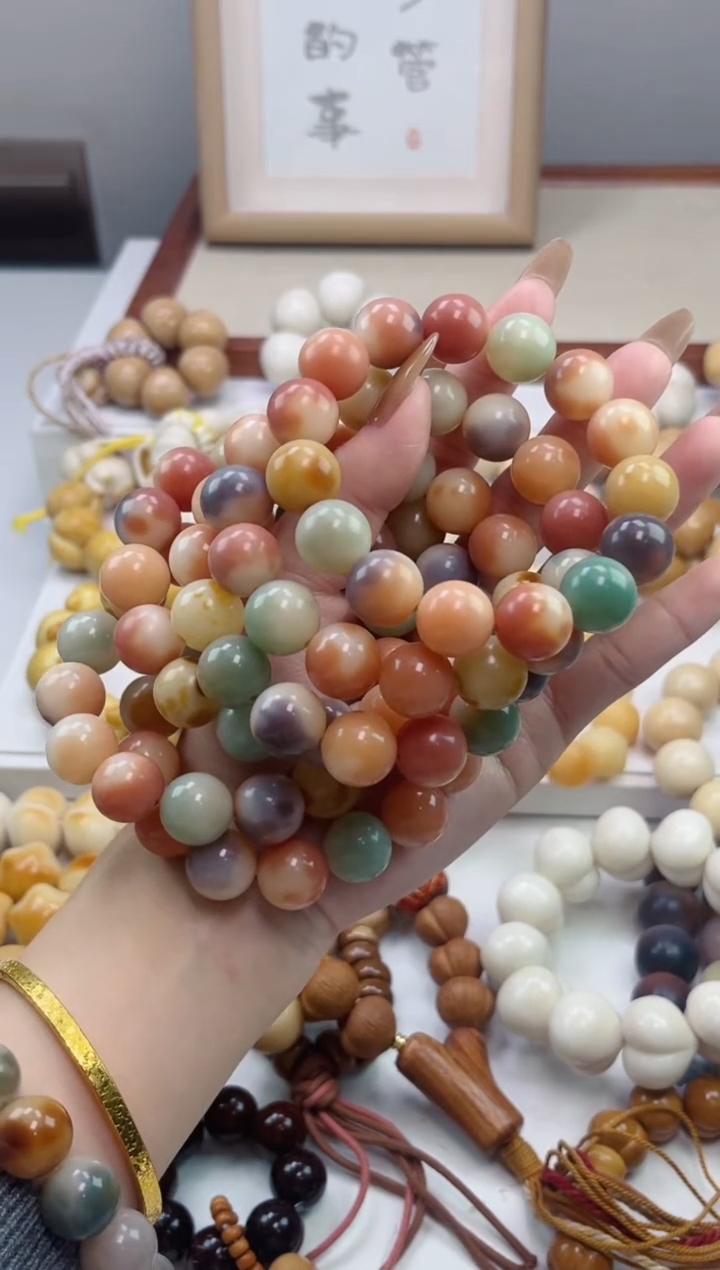 手串菩提根/象牙果沐a27桂花甜糕玉化圆珠14mm手串随机