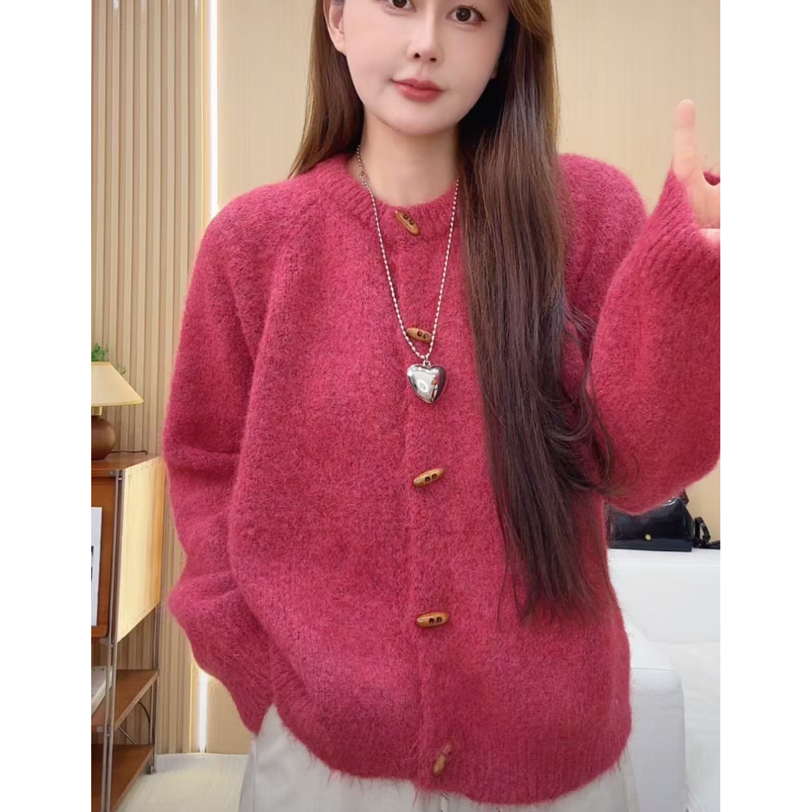 【k74】韩版气质慵懒甜美百搭显瘦圆领针织衫毛衣百搭开衫k74