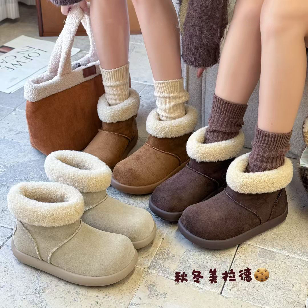 韩版时尚雪地靴短款薄底雪地靴短靴雪地靴