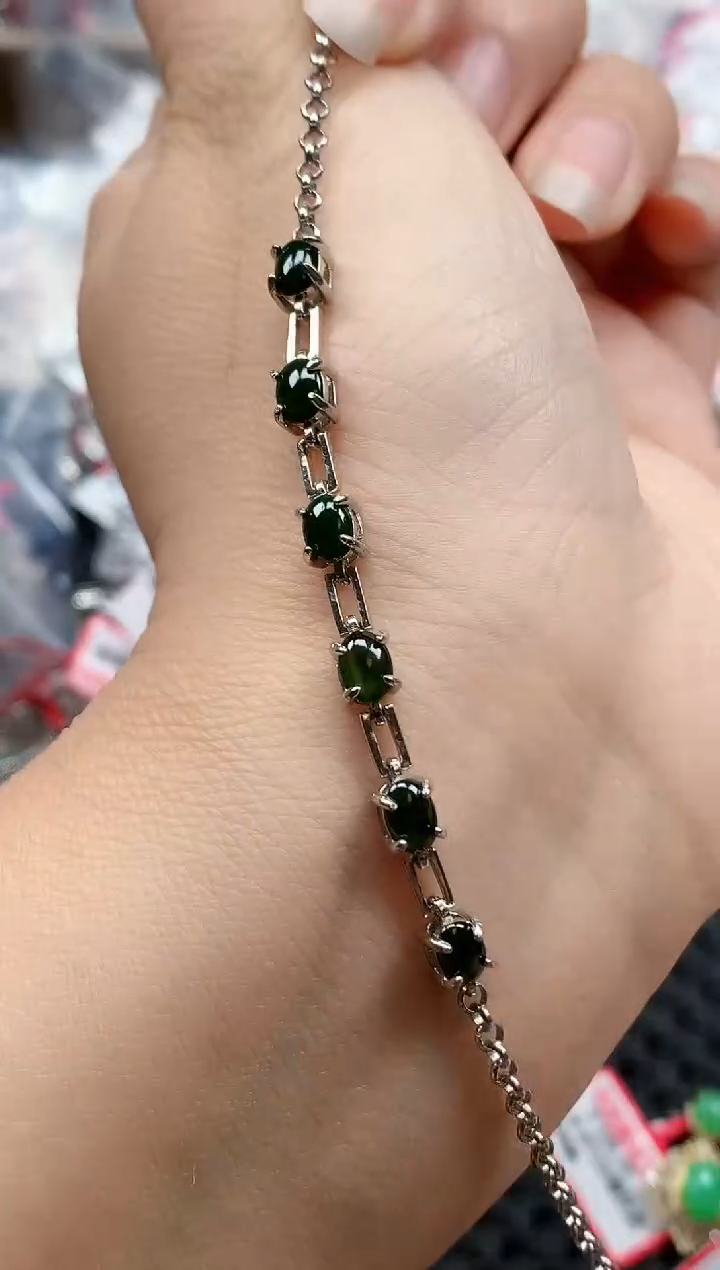 银S925镶嵌戒指翡翠天然A货缅甸翡翠