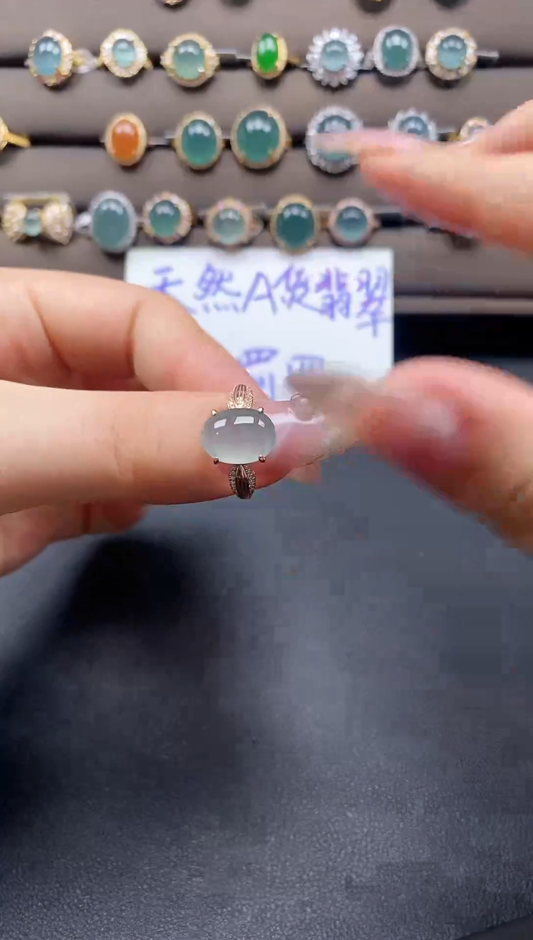 翡翠银S925镶嵌戒指1452