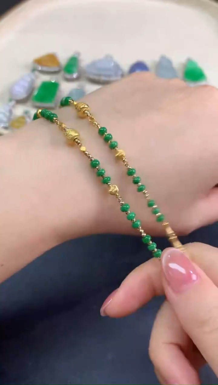 18K金镶嵌手链翡翠手链|2180多样性发其一