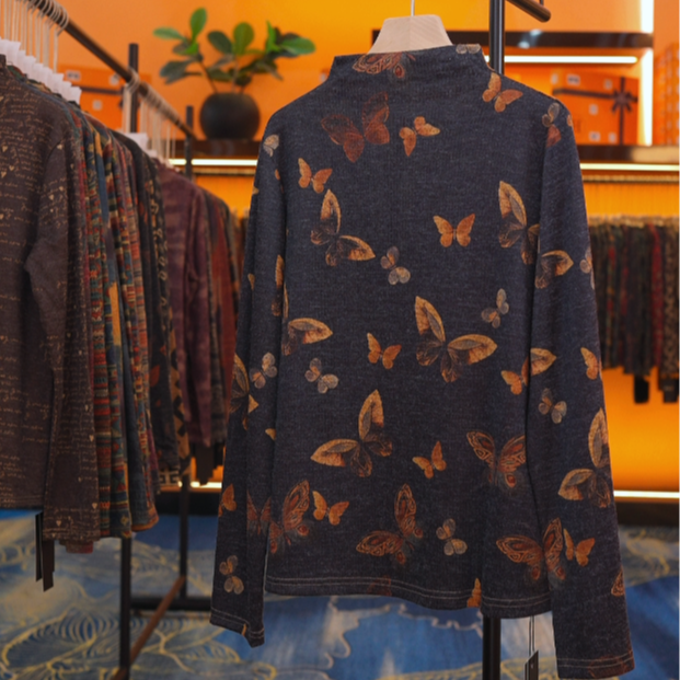 【杨杨】2025秋冬新款德绒半高领印花T恤 0248-113