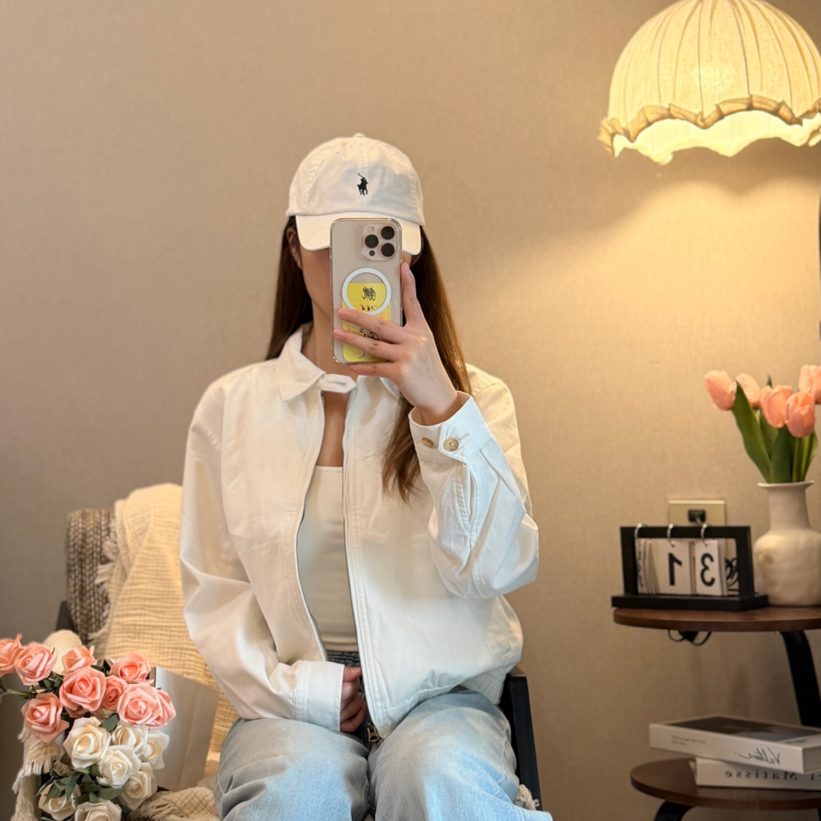 女款老干部夹克拉链翻领老钱风短款外套夹克百搭时尚