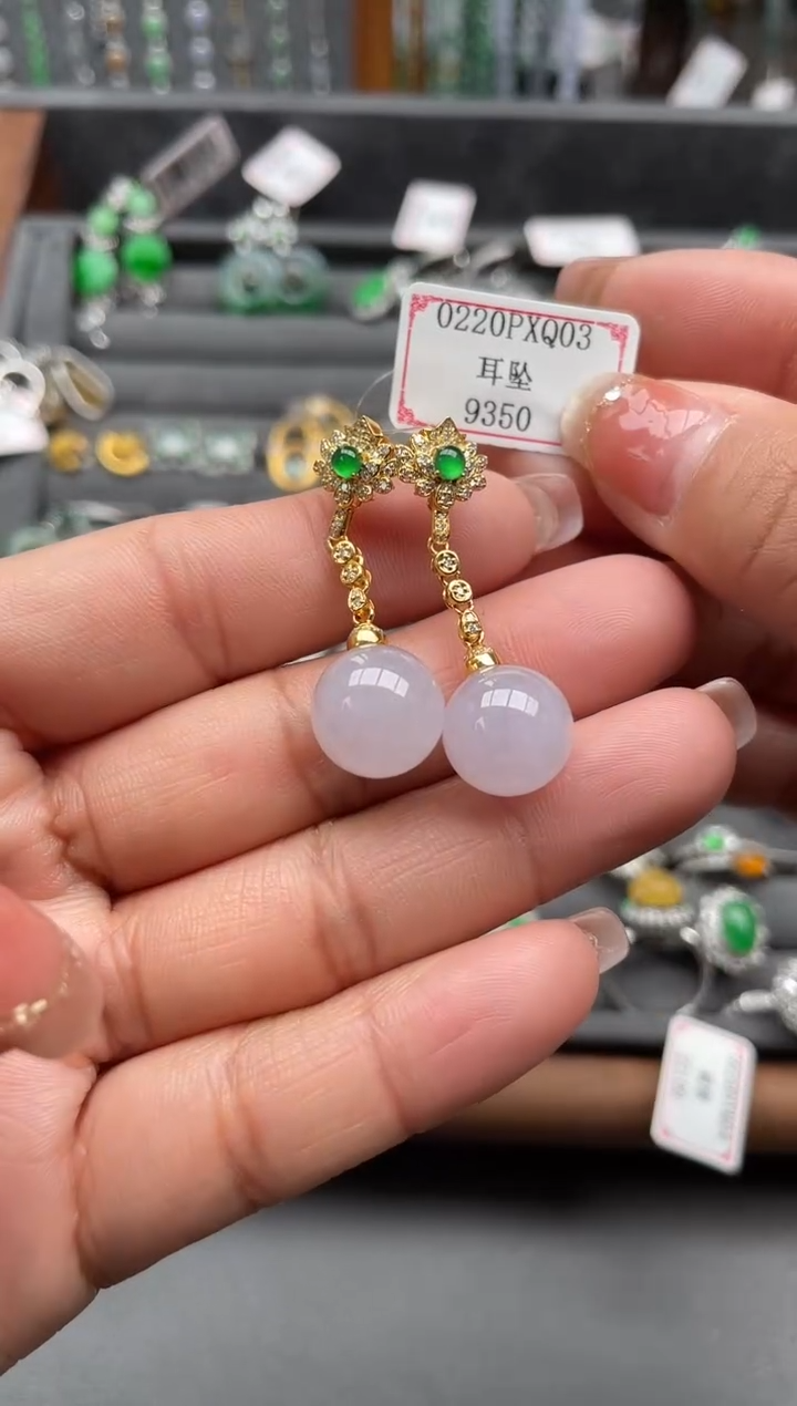 【闪购商品】翡翠耳饰18K金镶嵌0220PXQ03