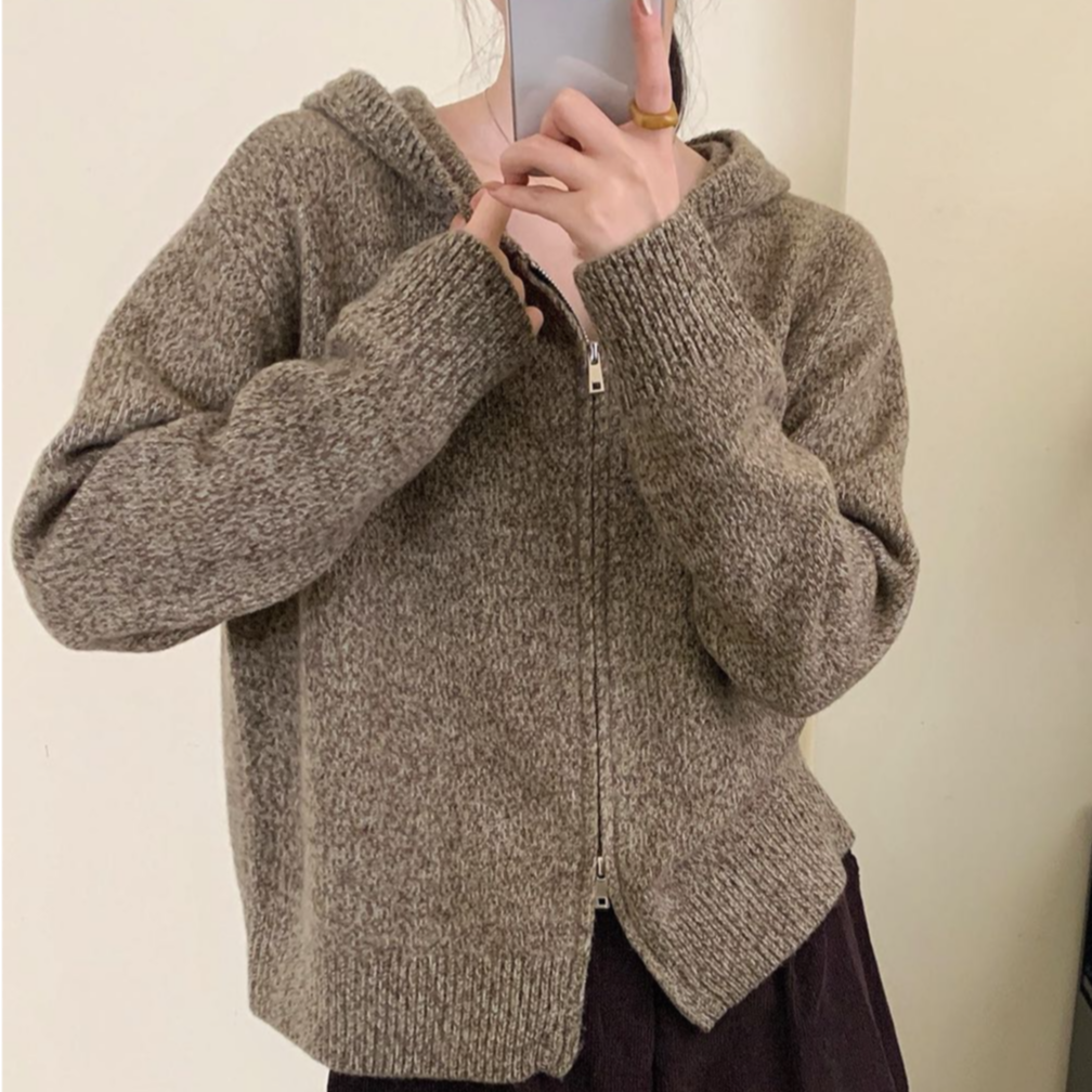 【李美丽专属】2025新款立领宽松型针织女衫气质ins时尚长袖2310