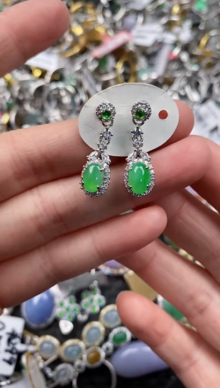 银S925镶嵌戒指翡翠10            1