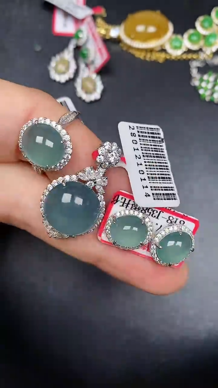 银S925镶嵌戒指翡翠1210