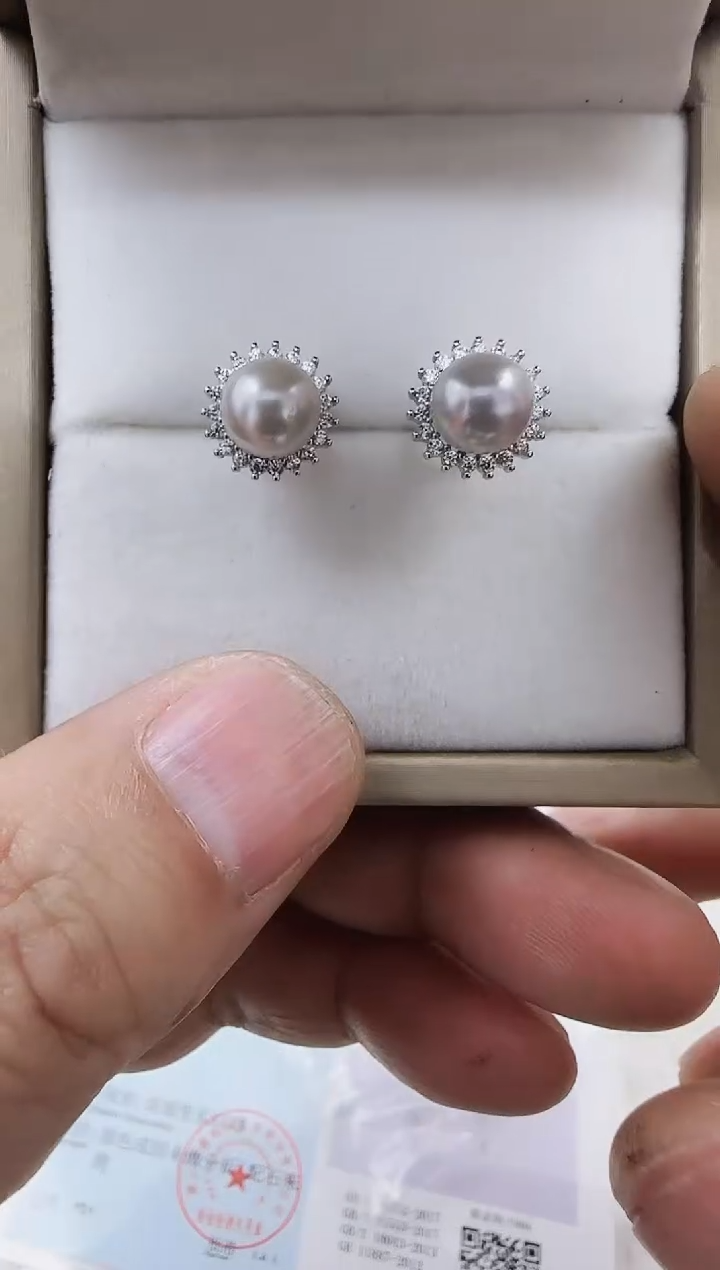 【闪购商品】海水珍珠耳饰银S925镶嵌海水珍珠耳钉
