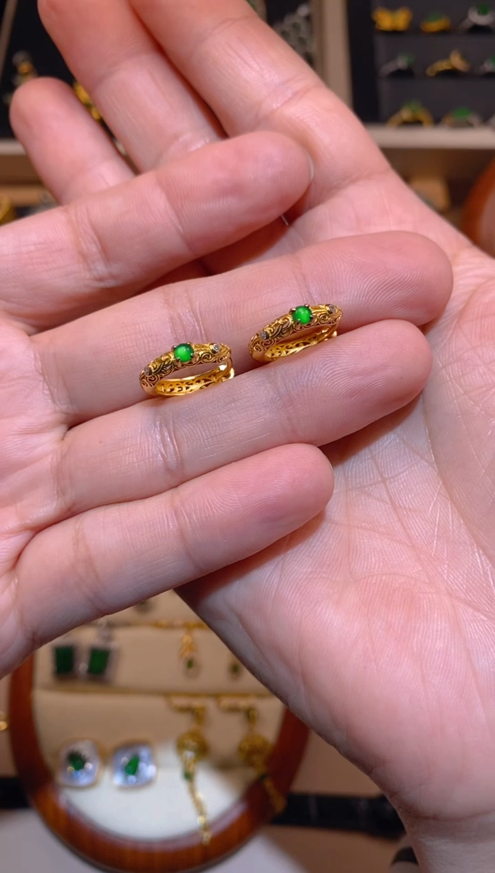 【闪购商品】翡翠耳饰银S925镶嵌耳包