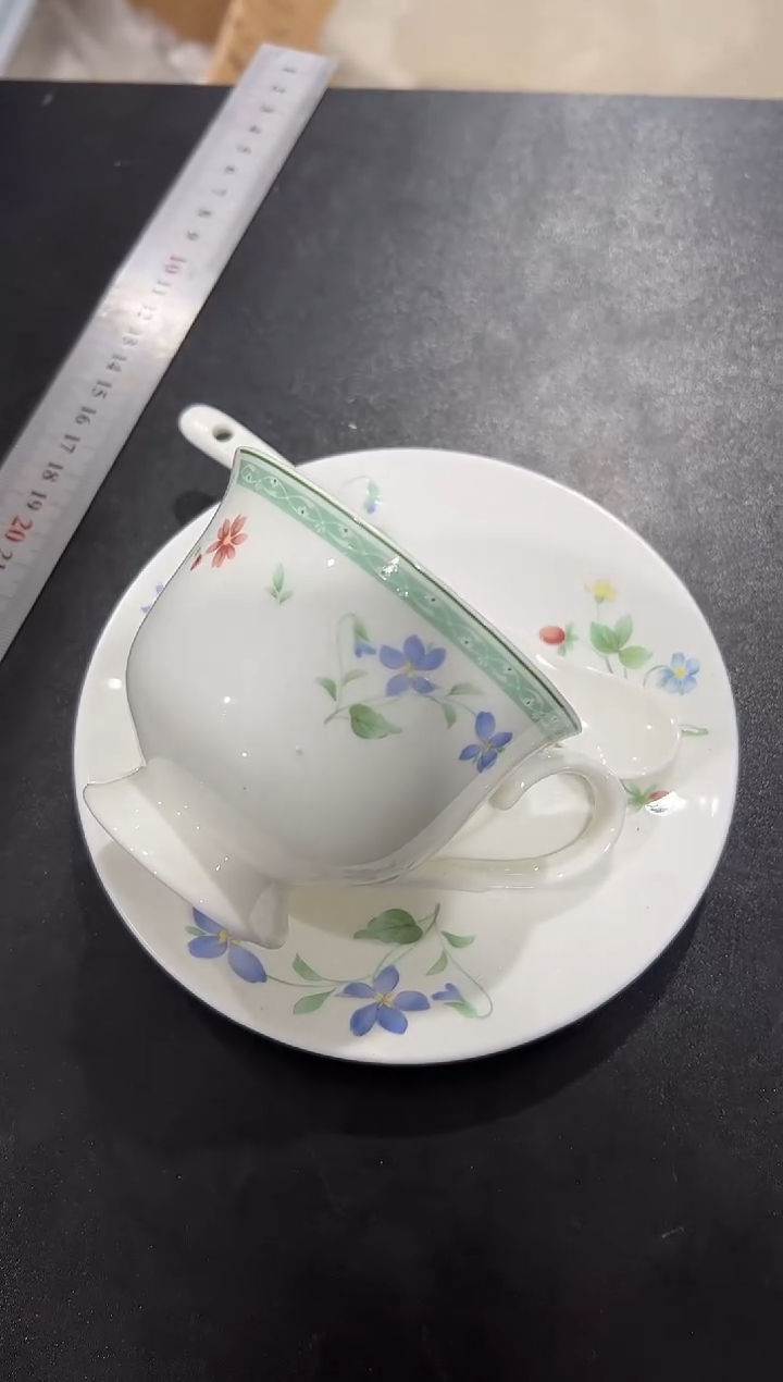 杯子骨瓷（简装）高脚咖啡杯碟一套+骨瓷咖啡勺