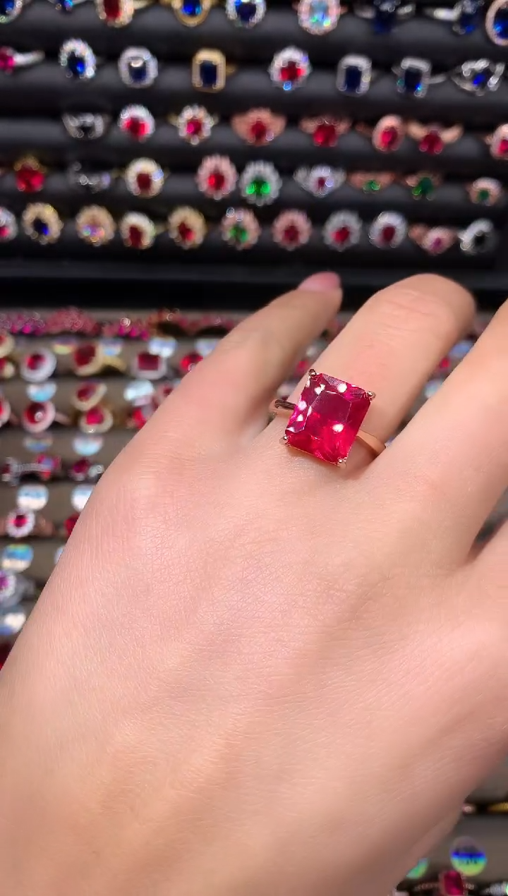 【闪购商品】红宝石戒指银S925镶嵌1012玫瑰金