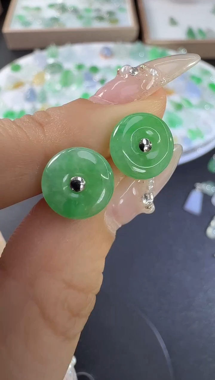 18K金镶嵌翡翠耳饰H1204-1501-496