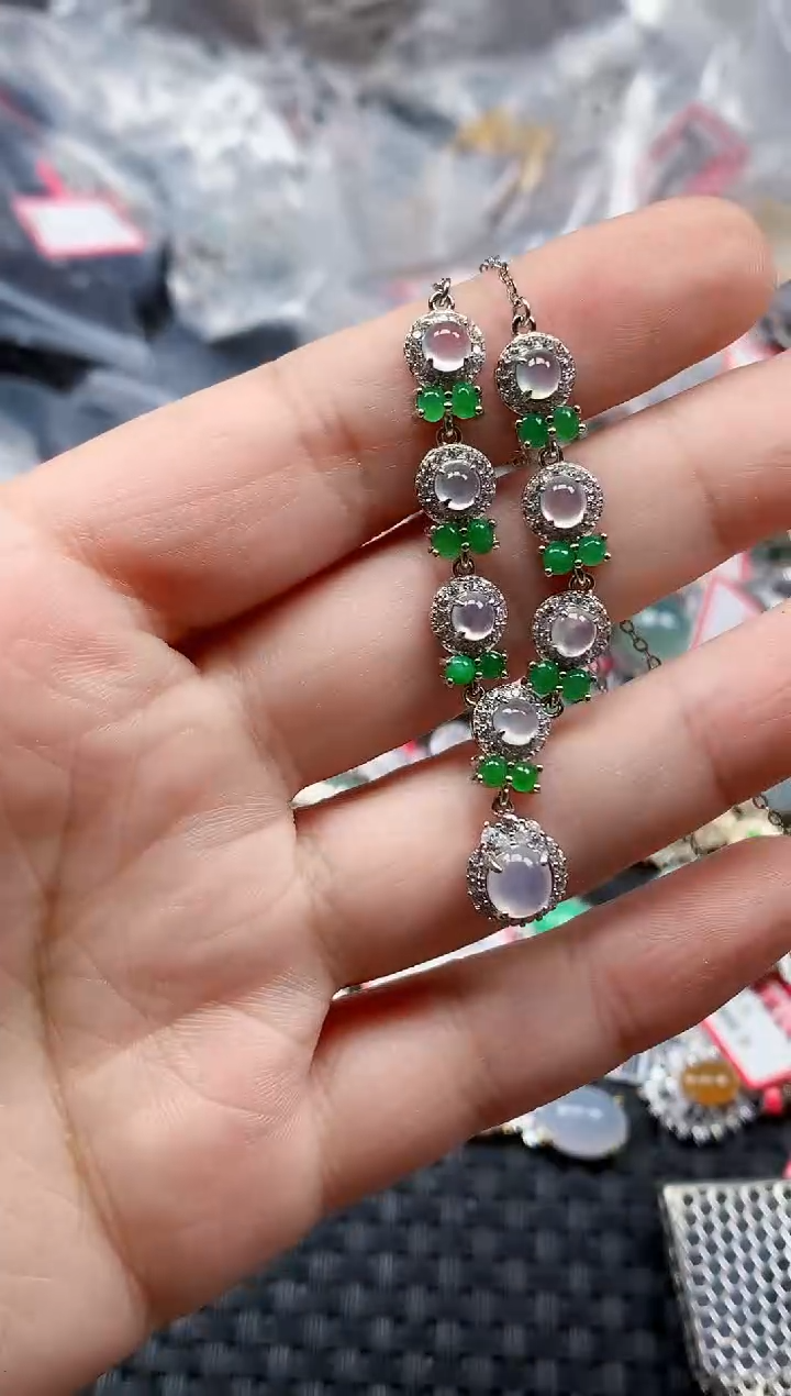 银S925镶嵌戒指翡翠天然A货缅甸翡翠