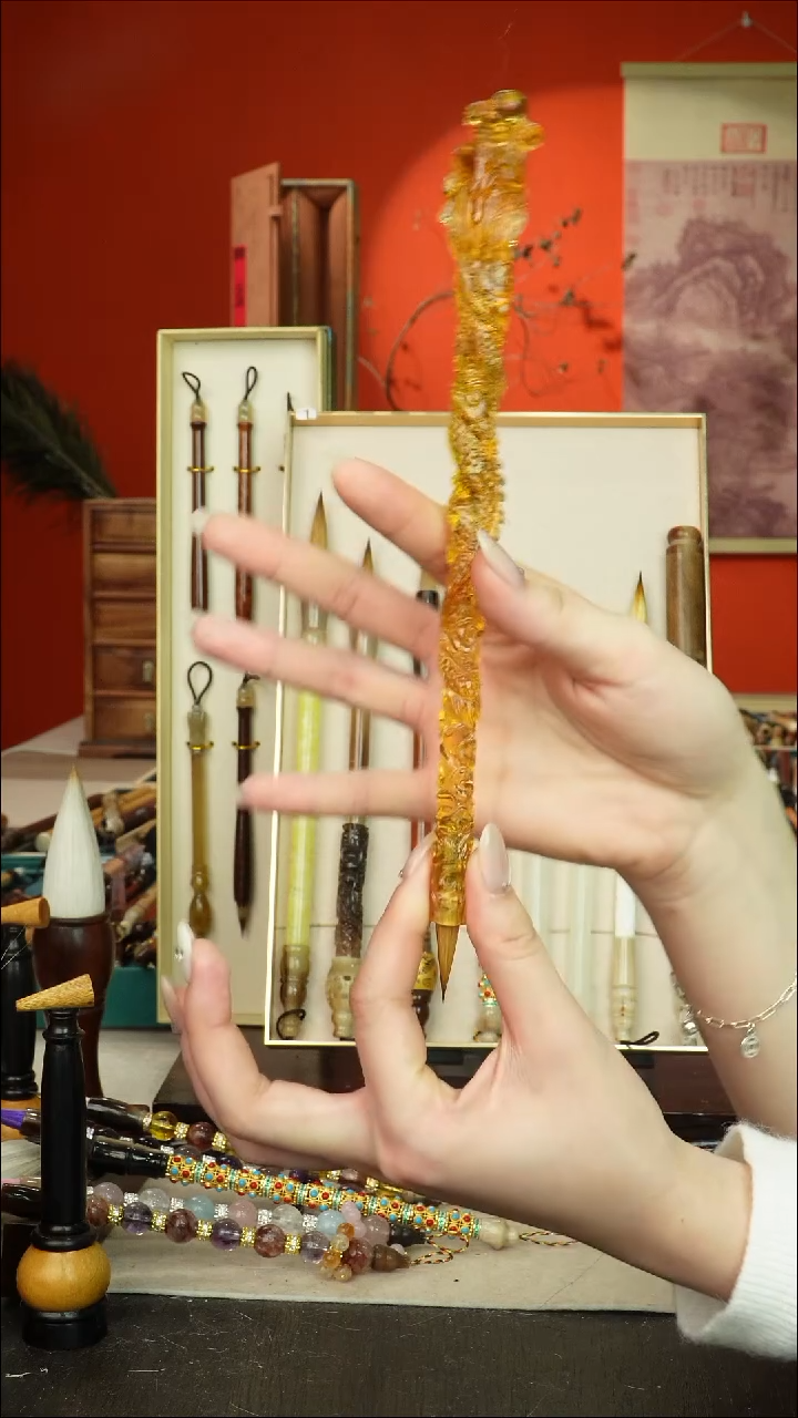 342号闪孤品高货毛笔链接 清水试笔 蘸墨不退