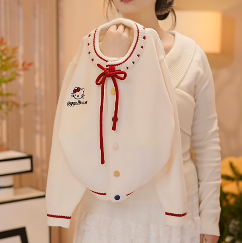 【米小洛】2025冬季新款韩版卡通可爱圆领蝴蝶结儿童针织毛衣开衫