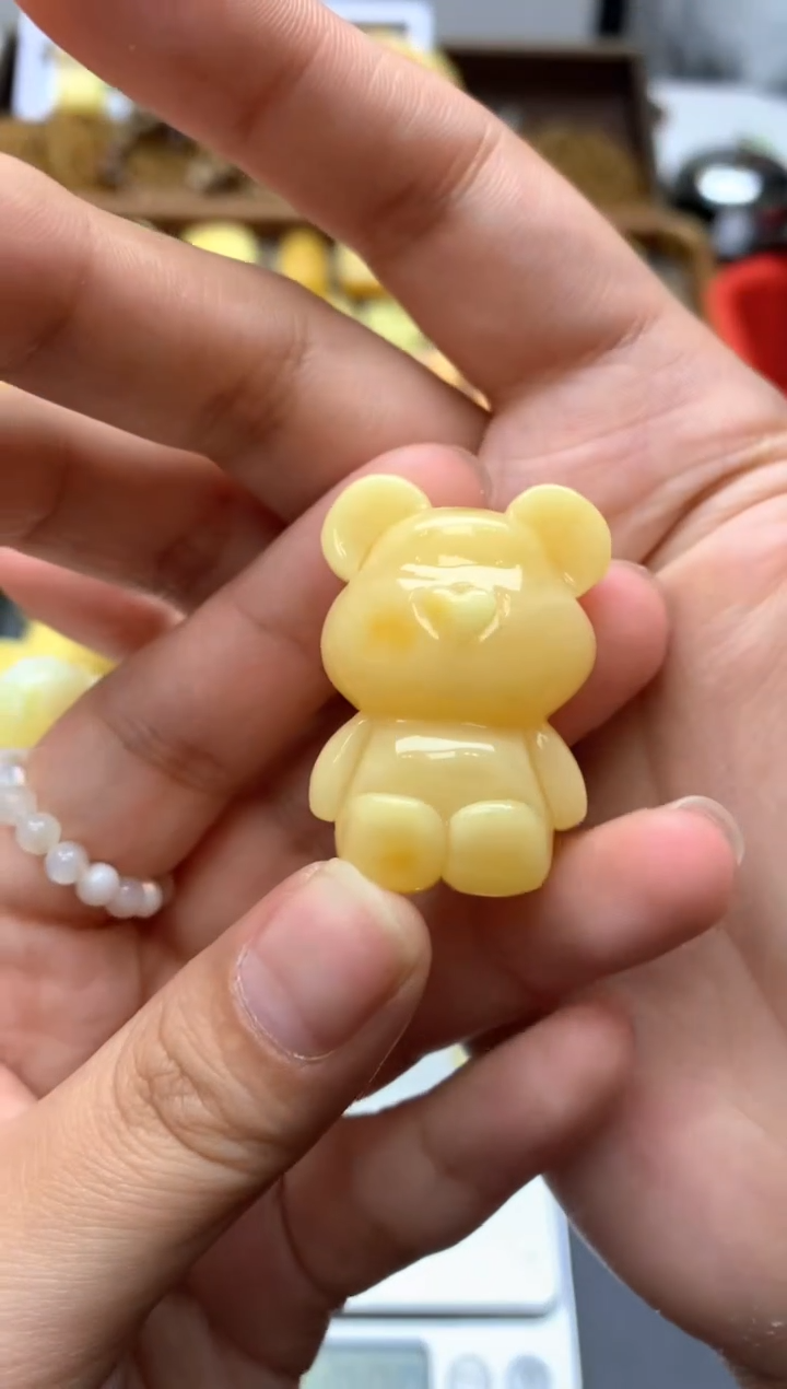 【闪购商品】琥珀珠宝奇石未镶嵌075琥珀蜜蜡花粉有纹小坑介意勿拍