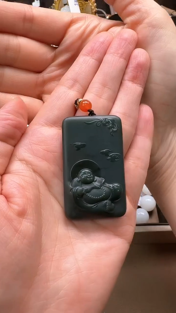 【闪购商品】和田玉吊坠未镶嵌0262和田玉青玉笑佛