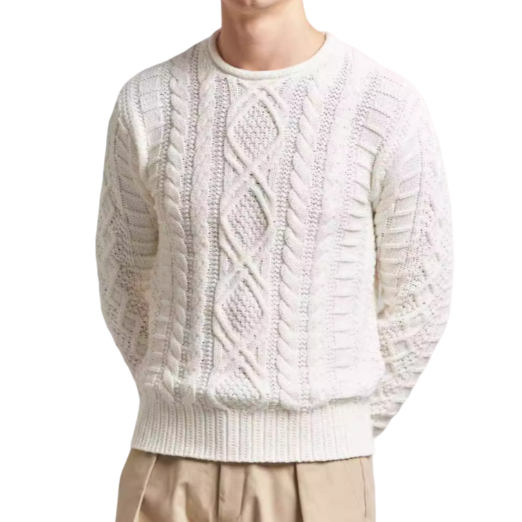 R美式经典 Cotton Rollneck Sweater全棉扭花厚款圆领毛衣Y