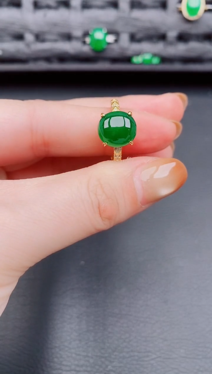 【闪购商品】翡翠戒指银S925镶嵌天然A货翡翠221