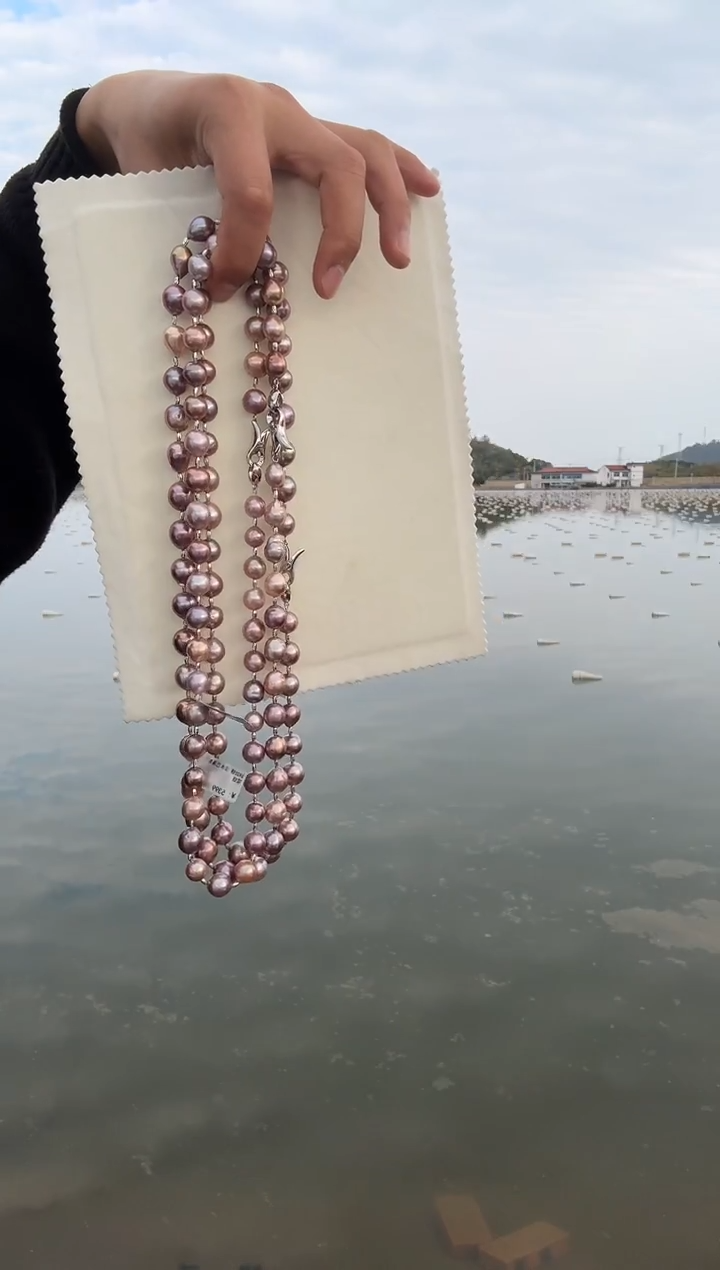 项链银S925镶嵌淡水珍珠淡水巴洛克项链 9-12mm 多样性发一