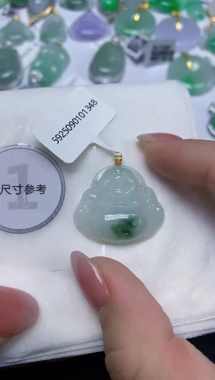 颈饰18K金镶嵌翡翠天然缅甸翡翠A货百元以上9元证书费自理