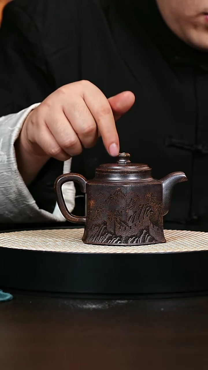 茶壶紫砂金钟 柴烧