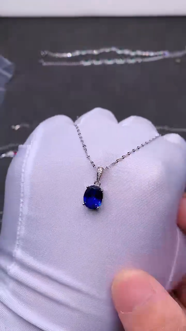 【闪购商品】蓝宝石颈饰银S925镶嵌.......