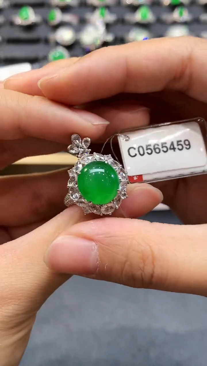 翡翠18K金镶嵌戒指CJ5459多样性发其一