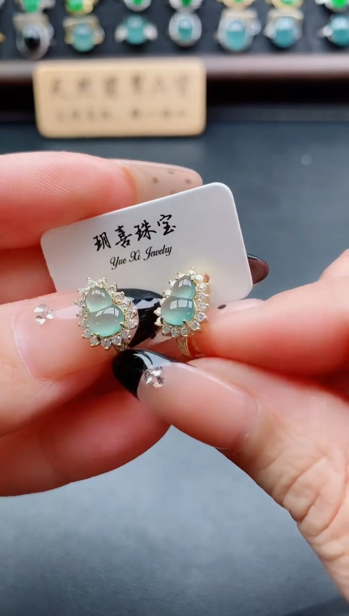 银S925镶嵌戒指翡翠1