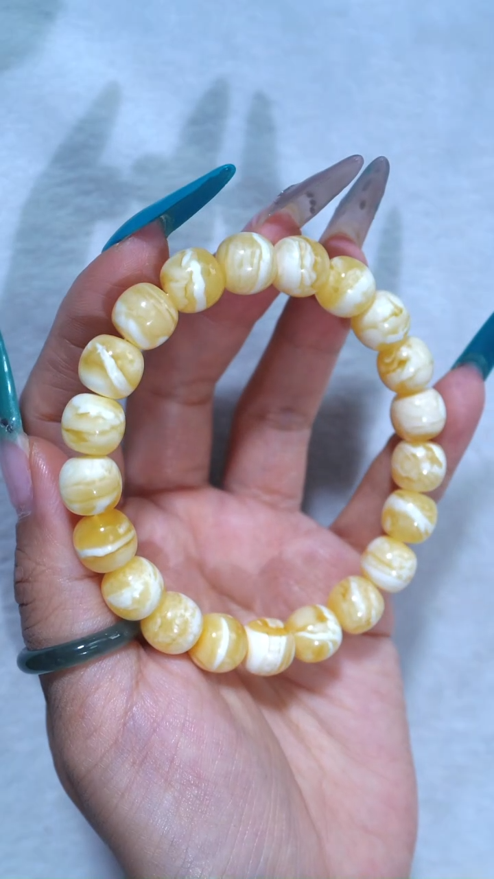 手链琥珀未镶嵌典藏级11mm金瓷白虎皮纹妖孽