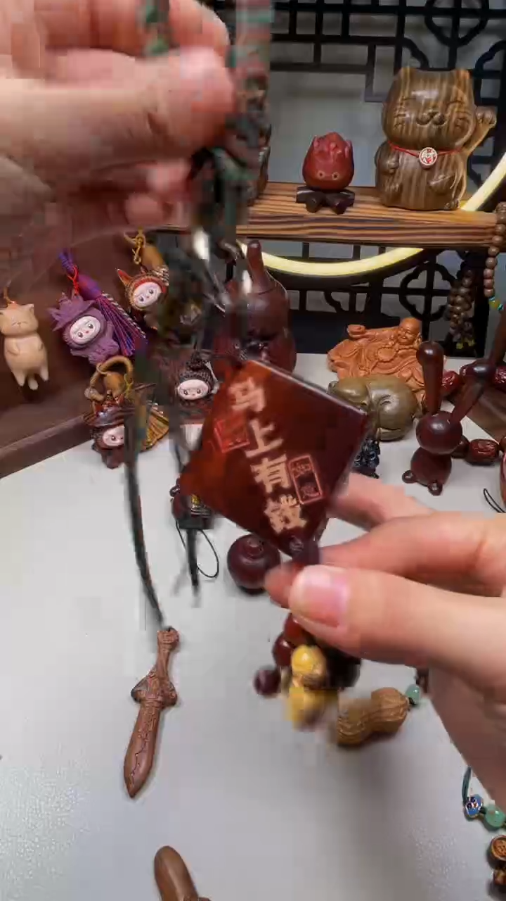 檀香木菩提马上有钱车挂