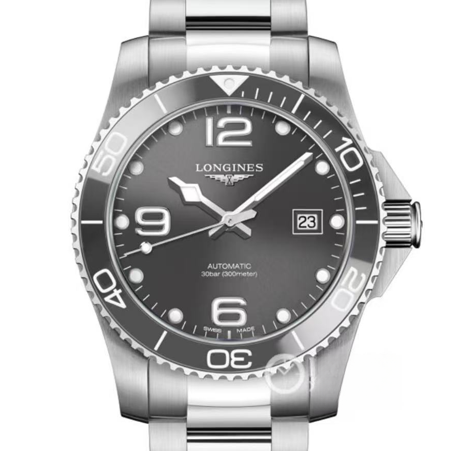 99新 Longines/浪琴 康卡斯43mm潜水腕表男士机械表/灰盘/全套
