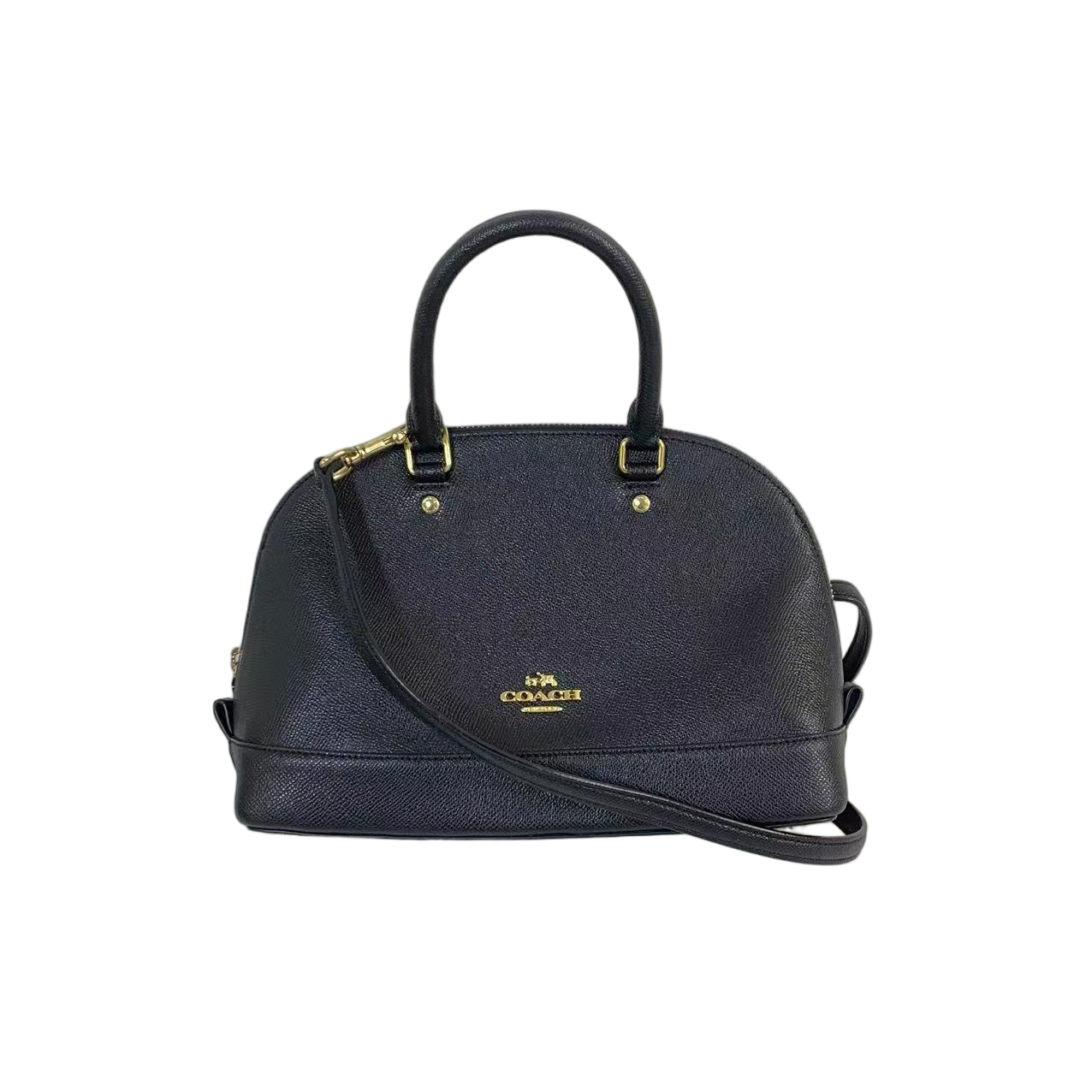 95新 COACH/蔻驰 黑色全皮手提斜挎贝壳包经典2512LQ018