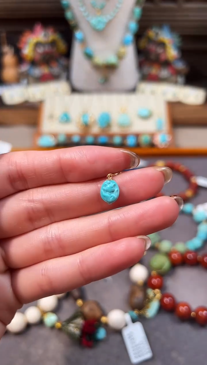 18K金镶嵌绿松石提溜绿松石提溜