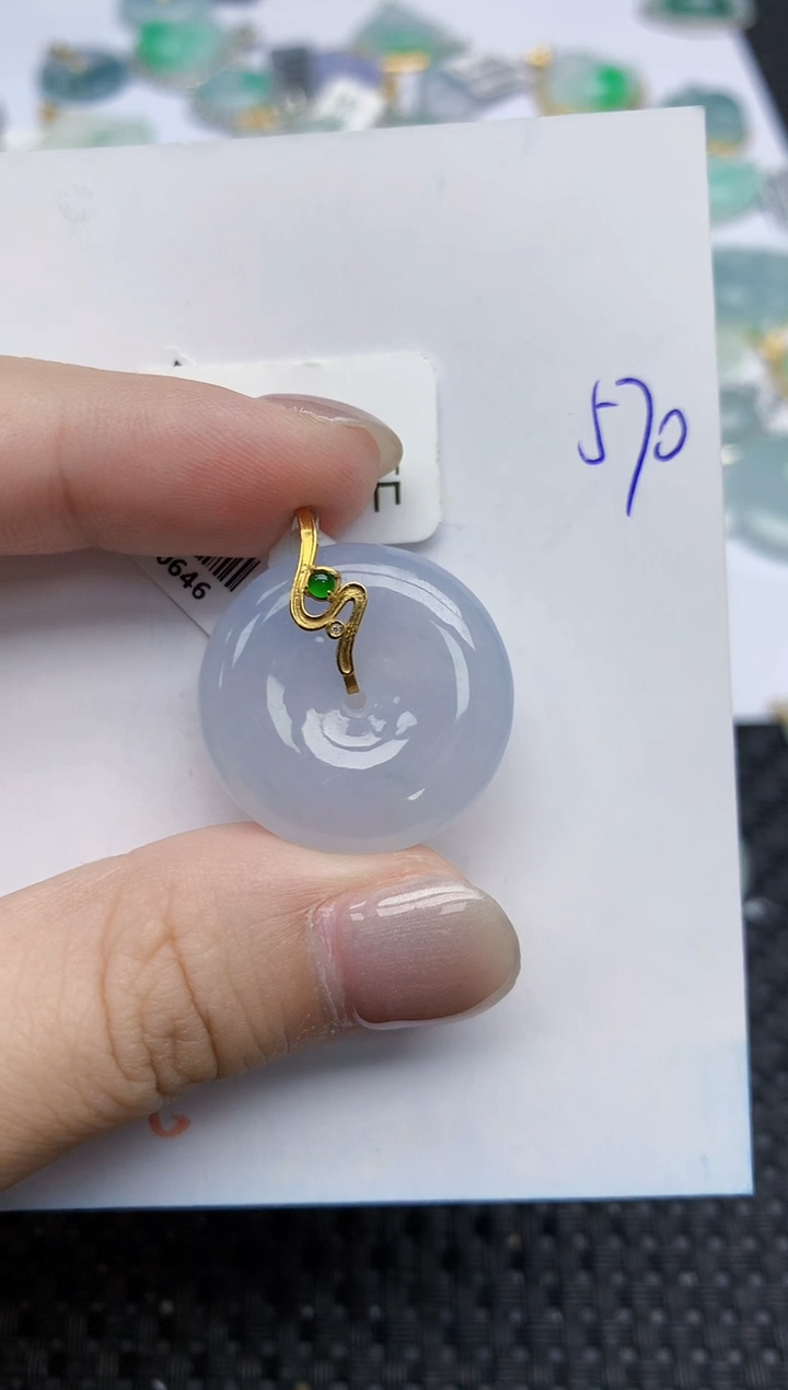 【闪购商品】翡翠颈饰18K金镶嵌天然翡翠A货