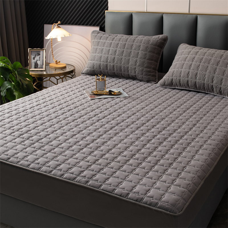  四季通用不缩水磨毛纯色床笠床罩加厚席梦思夹棉防尘床垫保护套