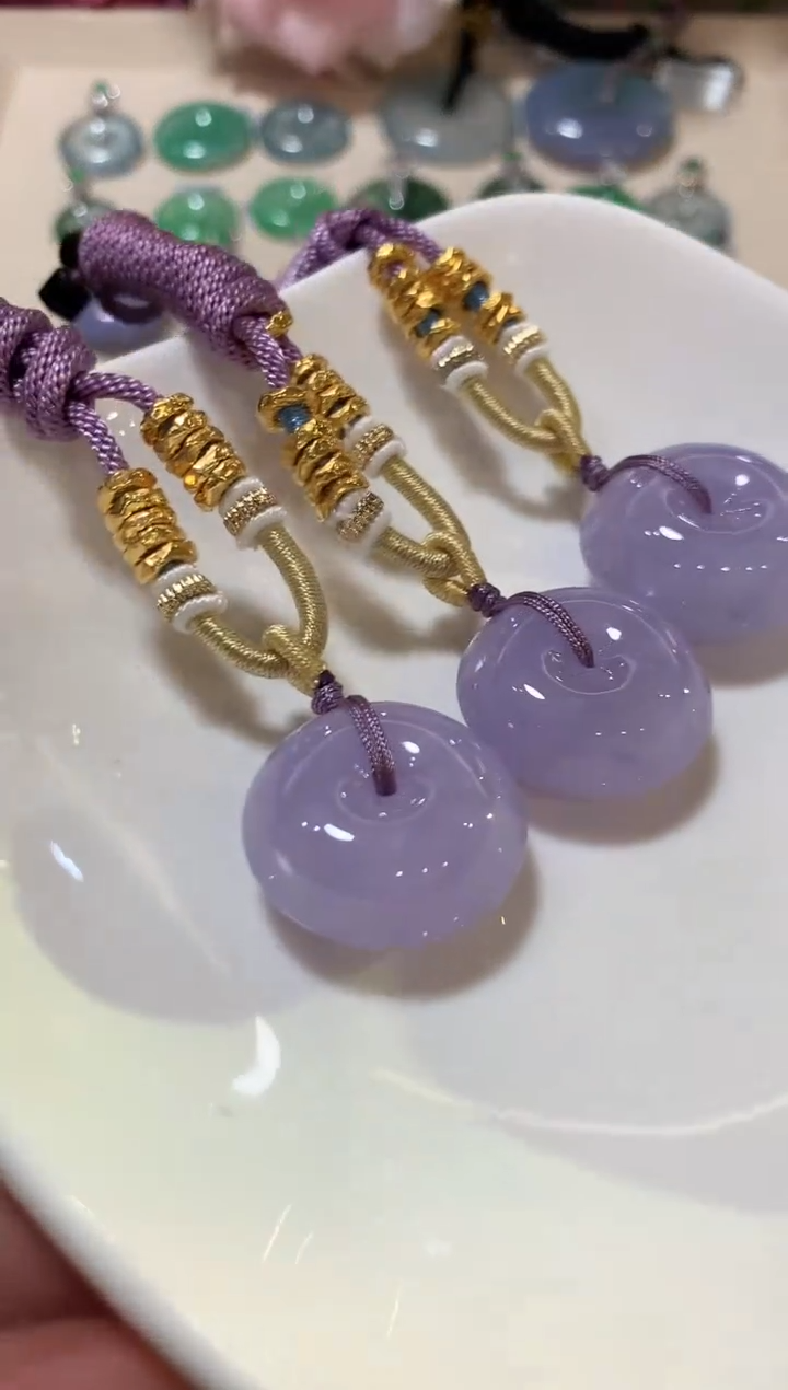 吊坠(不含链)足金镶嵌翡翠z25紫色有色差多样性一件发货