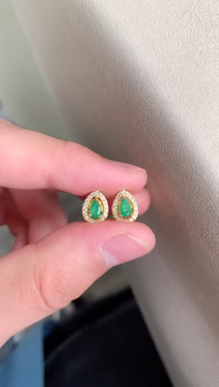 【闪购商品】祖母绿耳饰银S925镶嵌耳饰