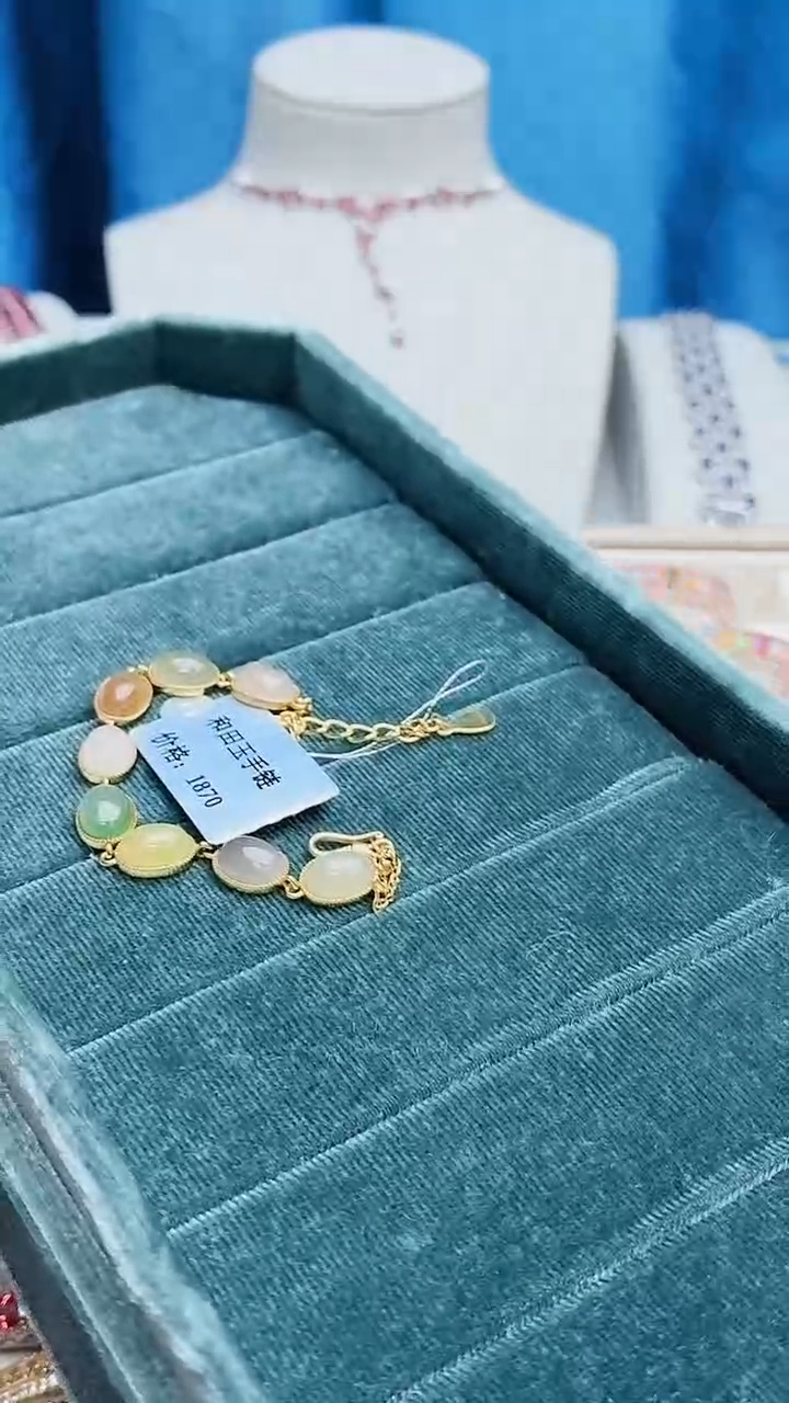 银S925镶嵌手链和田玉192ZB1107产品一个