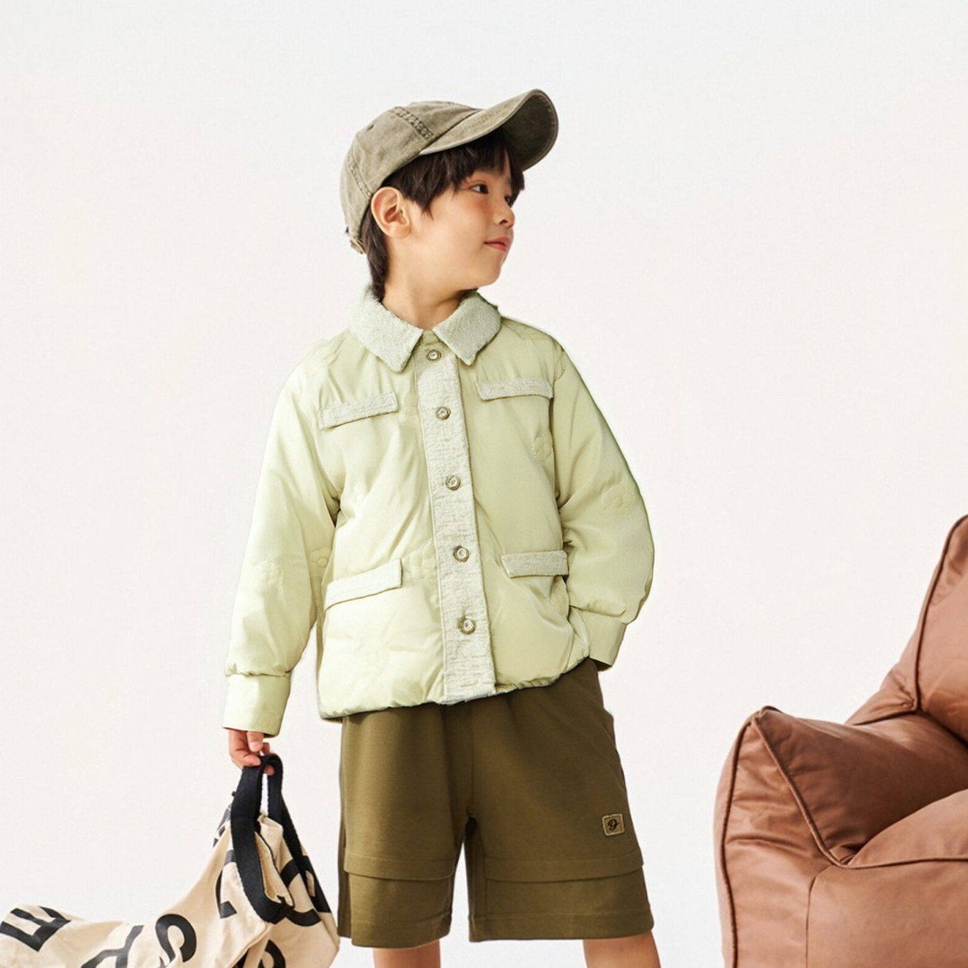 女童短款时尚休闲秋冬百搭34281201#小花绣花小香风拼接内胆儿童