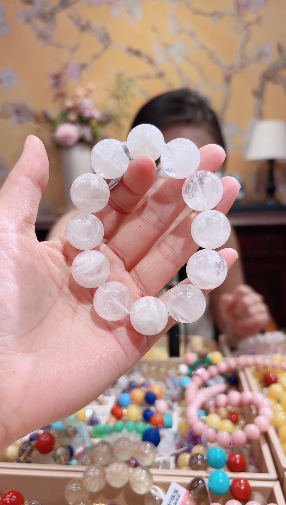 未镶嵌手链水晶17+天然白雪花幽灵水晶，天然晶体结构