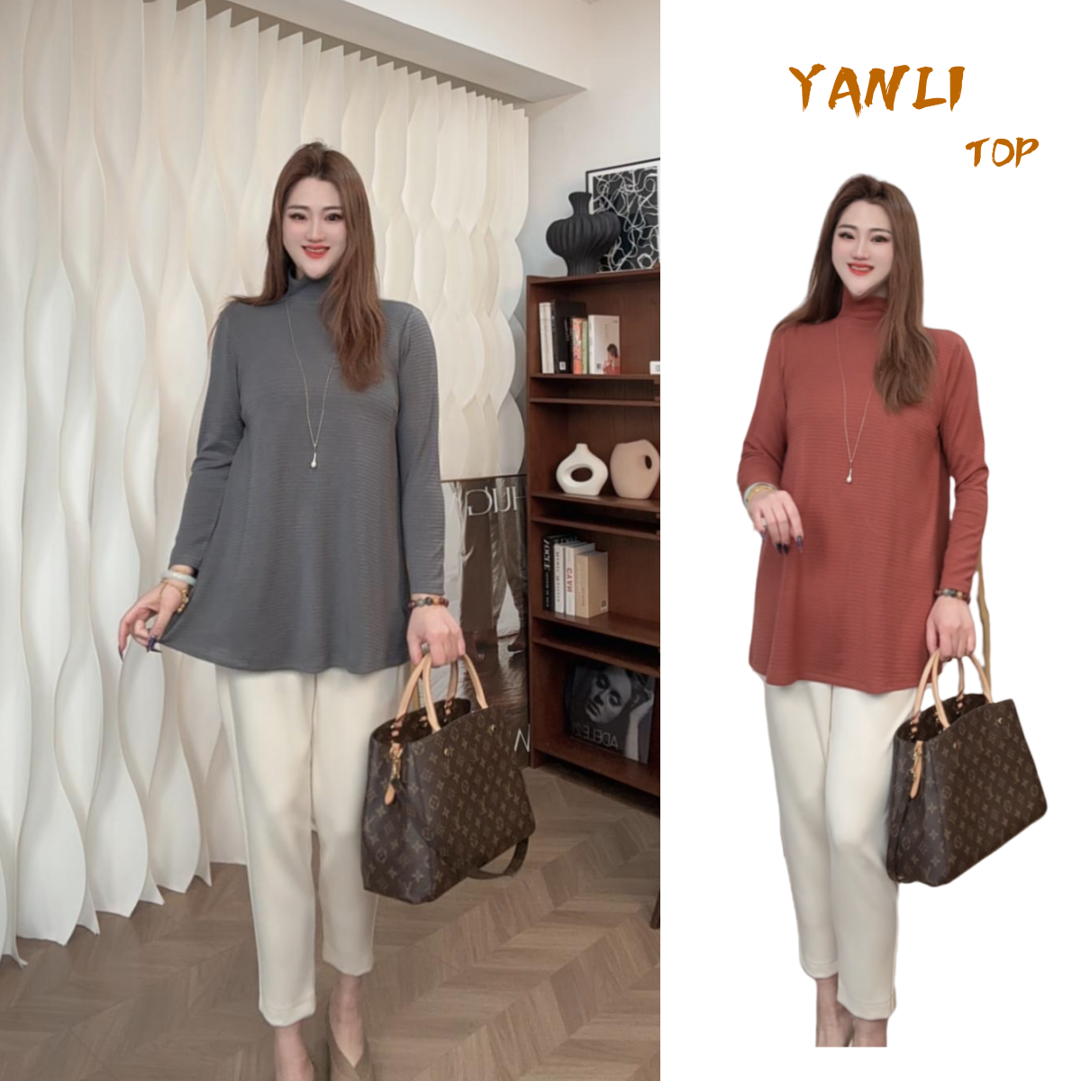 【YANLI】5102春季简约半高领宽松打底衫